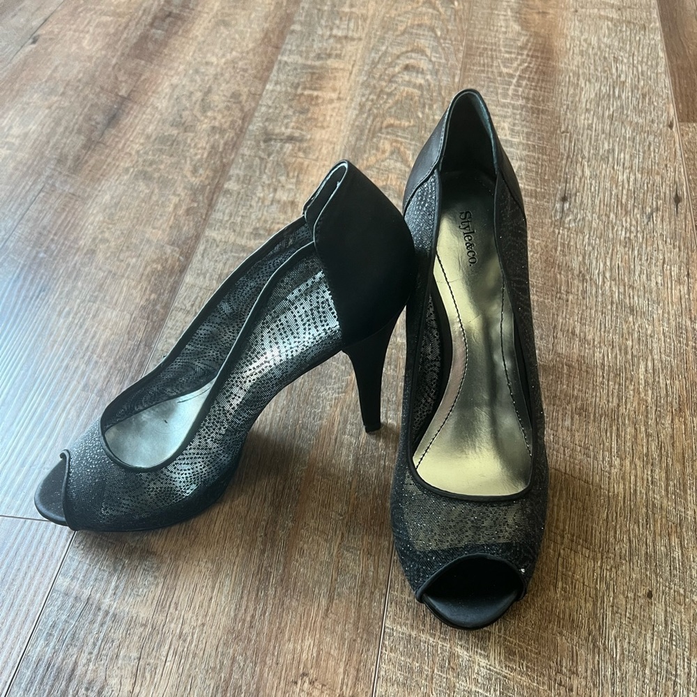 Style & Co. black glittery heels 8.5 Naveah